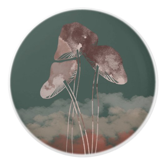 Aquarellpastellfarben Pilz Keramikknauf (Vorderseite)