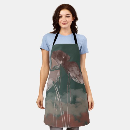 Aquarellpastellfarben Pilz Schürze (Getragen)