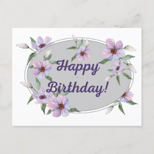 Aquarellpastellfarben Pink Blume Glücklich Geburts Postkarte