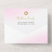 Aquarellpastellfarben Pink Gold Bat Mitzvah All In One Einladung (Rückseite)