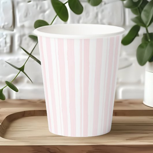 Aquarellpastellfarben Pink Streifen Muster Pappbecher