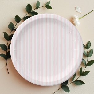 Aquarellpastellfarben Pink Streifen Muster Pappteller