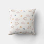 Aquarellpastellfarben Rainbow Cloud Stars Monogram Kissen (Rückseite)