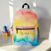 Aquarellpastellfarben Rainbow Clouds Monogram Bedruckter Rucksack