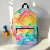 Aquarellpastellfarben Rainbow Clouds Monogram Bedruckter Rucksack