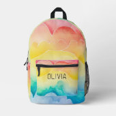 Aquarellpastellfarben Rainbow Clouds Monogram Bedruckter Rucksack (Vorderseite)