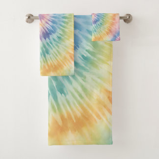 Aquarellpastellfarben Rainbow Gefärbte Krawatte Badhandtuch Set