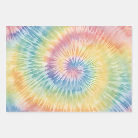 Aquarellpastellfarben Rainbow Gefärbte Krawatte Geschenkpapier Set (Vorderseite)