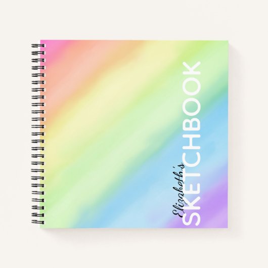 Aquarellpastellfarben Rainbow Gradient Name Sketch Notizblock (Vorderseite)
