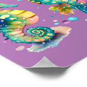 Aquarellpastellfarben Rainbow-Seepferde Poster (Ecke)