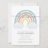 Aquarellpastellfarben Regenbogen-Zwillinge Babydus Einladung (Vorderseite)
