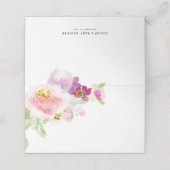 Aquarellpastellfarben Rosa und violette Blumen Platzkarte (Außenseite Aufgefaltet)