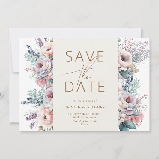Aquarellpastellfarben Save the Date floral Einladung (Vorderseite)