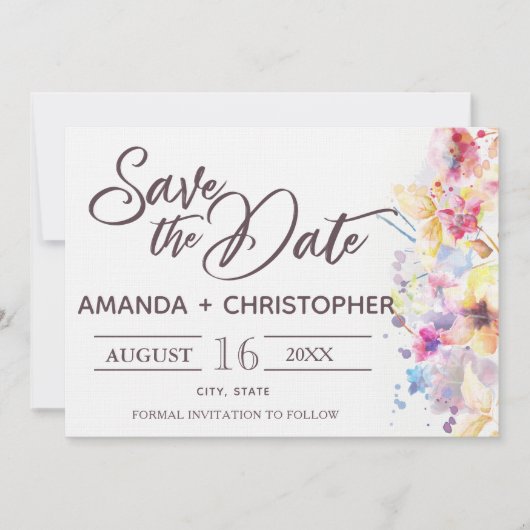 Aquarellpastellfarben | Save the Date Karte (Vorderseite)