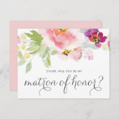 Aquarellpastellfarben sind meine Ehrenmatrone Einladungspostkarte (Vorne/Hinten)