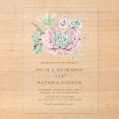 Aquarellpastellfarben Succulents Bouquet Wedding Acryleinladungen (Vorderseite)