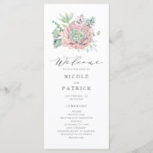 Aquarellpastellfarben Succulents Bouquet Wedding Programm (Vorderseite)