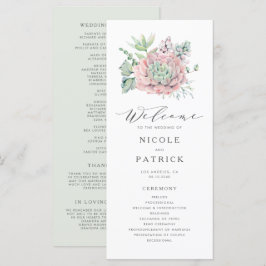 Aquarellpastellfarben Succulents Bouquet Wedding Programm