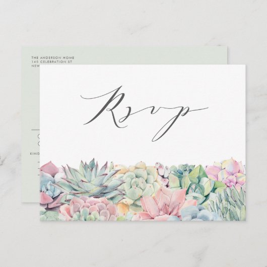 Aquarellpastellfarben Succulents Garland Wedding R Postkarte (Vorne/Hinten)