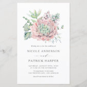 Aquarellpastellfarben Succulents Hochzeit Einladun (Vorderseite)