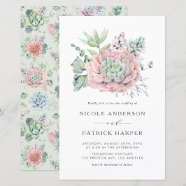 Aquarellpastellfarben Succulents Hochzeit Einladun