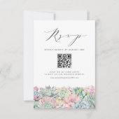 Aquarellpastellfarben - Succulents Wedding QR Code RSVP Karte (Vorderseite)