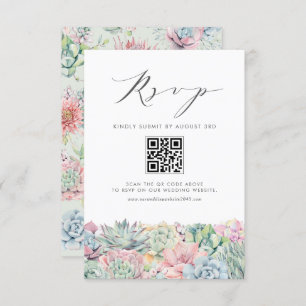 Aquarellpastellfarben - Succulents Wedding QR Code RSVP Karte