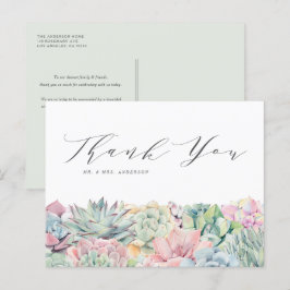 Aquarellpastellfarben Succulents Wedding Vielen Da Postkarte