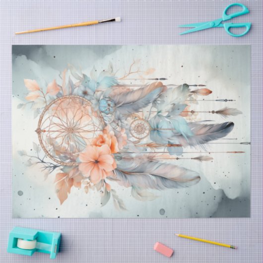 Aquarellpastellgrün Pfirsichblüte Träumer Seidenpapier (Basteln)