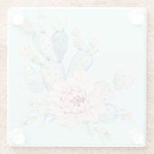 Aquarellpastellkaktus und rosa Blume Glasuntersetzer (Rückseite)