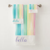 Aquarellpastellstreifen Badhandtuch Set (Insitu)