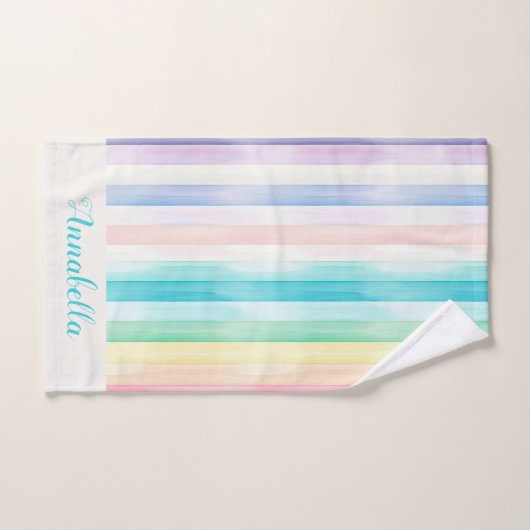 Aquarellpastellstreifen Badhandtuch Set (Handtuch)