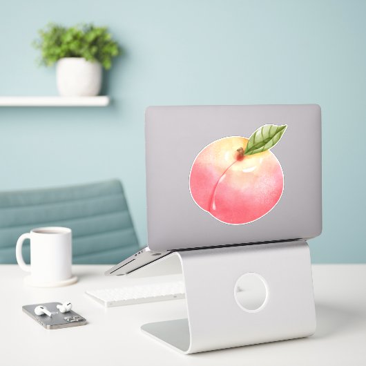 Aquarellpeach Aufkleber (Laptop auf Schreibtisch)