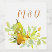 Aquarellpear und Grünpflanzen Weinetikett (Einzelnes Label)