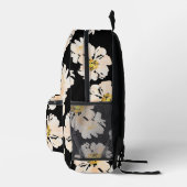 Aquarellpeere Blume auf schwarzen Blumenmustern Bedruckter Rucksack (Rechts)