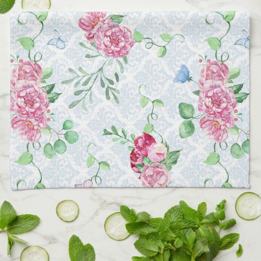 Aquarellpeere, Schmetterlingswasserfarbe Geschirrtuch (Gefaltet)