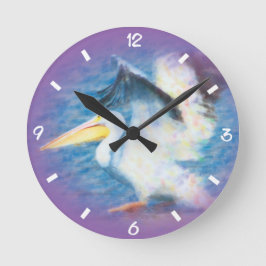 Aquarellpelikan 17 runde wanduhr