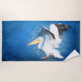 Aquarellpelikan-Badetuch 2 Strandtuch