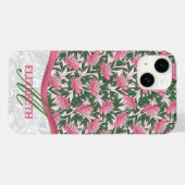 Aquarellpeonys Blumenmuster Pink Monogramm Case-Mate iPhone Hülle (Rückseite (Horizontal))