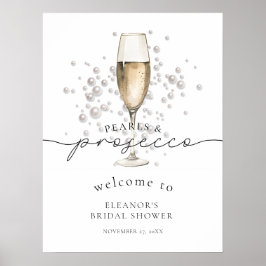 AquarellPerlen & Prosecco Brautparty Willkommen Poster