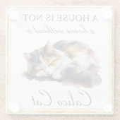 Aquarellpet Calico Cat und Gold Rahmen Glasuntersetzer (Rückseite)