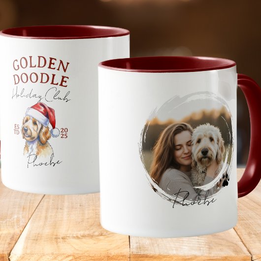 Aquarellpet Portrait Weihnachten Golden Doodle Tasse