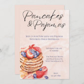 Aquarellpfannkuchen und Pajamas Feiern Einladung (Vorne/Hinten)