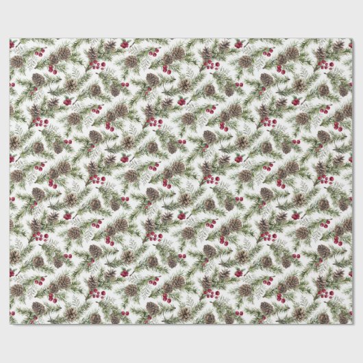 Aquarellpfeifen Rustikale Weihnachtsfeiertage Geschenkpapier (Flach)