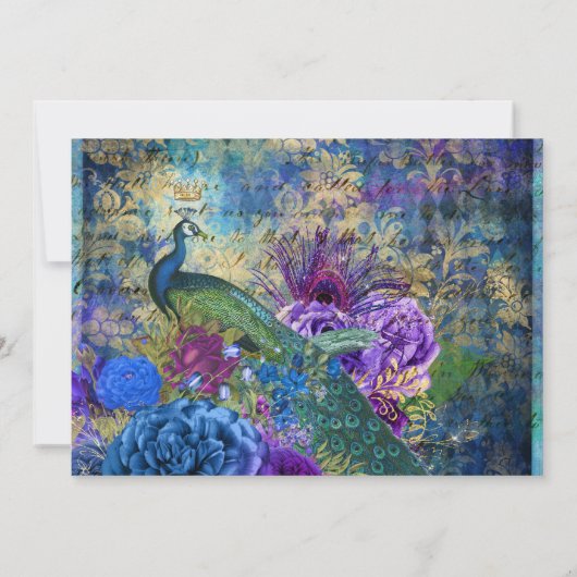 Aquarellpfeifen und Blume Quinceanera Einladung (Rückseite)