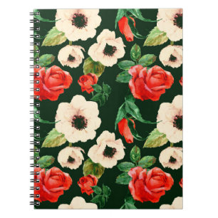 Aquarellpfeifen und Rose: Blumenmuster. Notizblock