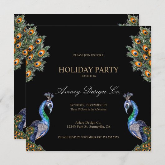 Aquarellpfeifen Weihnachtsfest im Unternehmen Part Einladung (Vorne/Hinten)