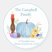 Aquarellpfeifer Pumpkin, Herbst Runder Aufkleber (Vorderseite)