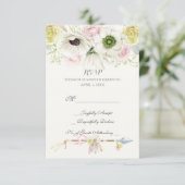 Aquarellpfeile Feathers Floral Boho Tribal RSVP Karte (Stehend Vorderseite)