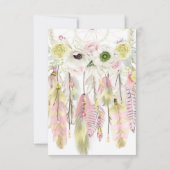 Aquarellpfeile Feathers Floral Boho Tribal RSVP Karte (Rückseite)